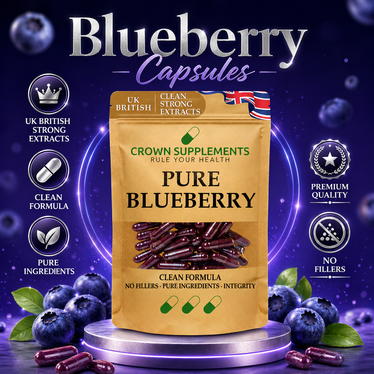 Pure Blueberry Capsules | Crown Supplements UK