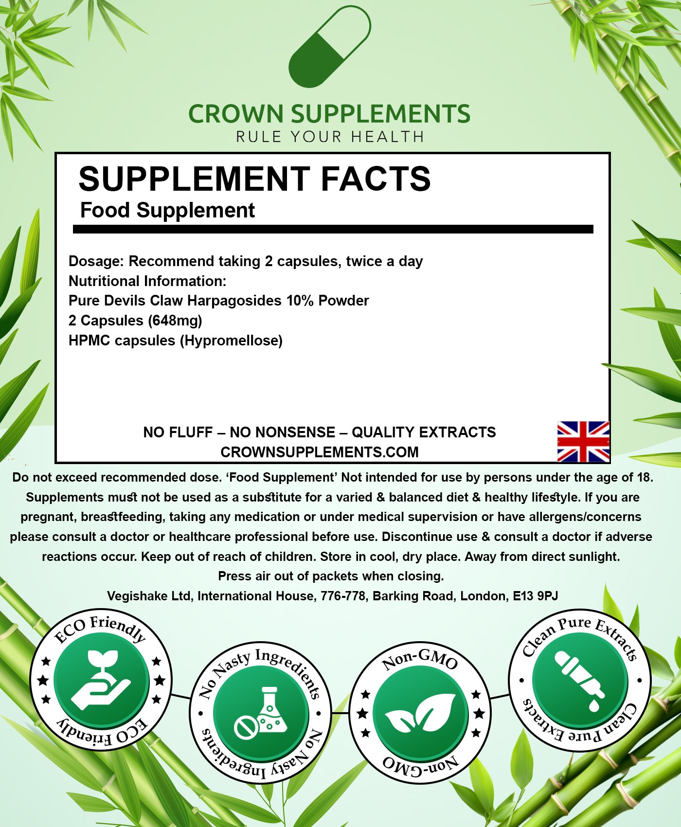 Devils Claw Capsules Back Label
