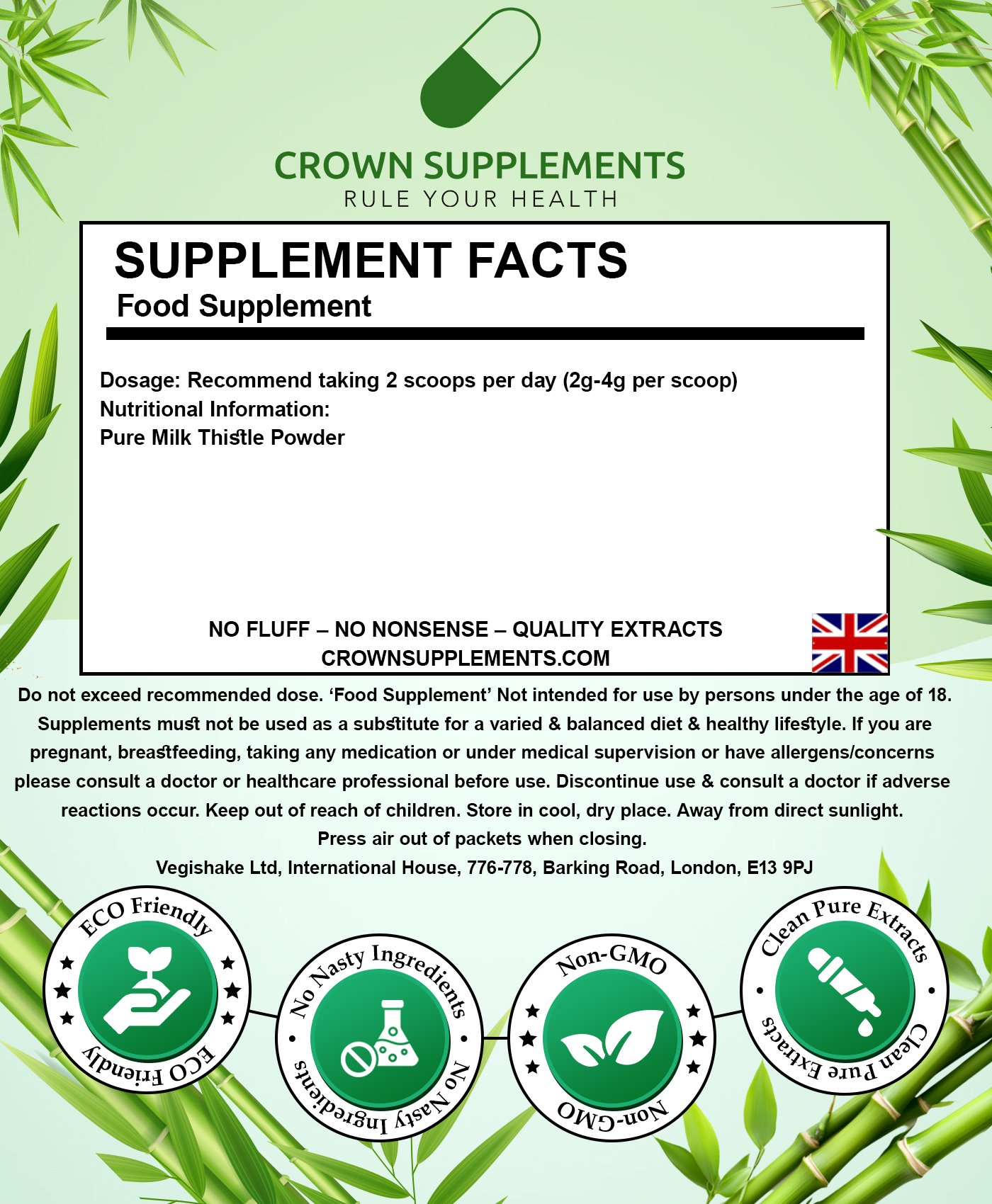 Milk Thistle Powder Back Label