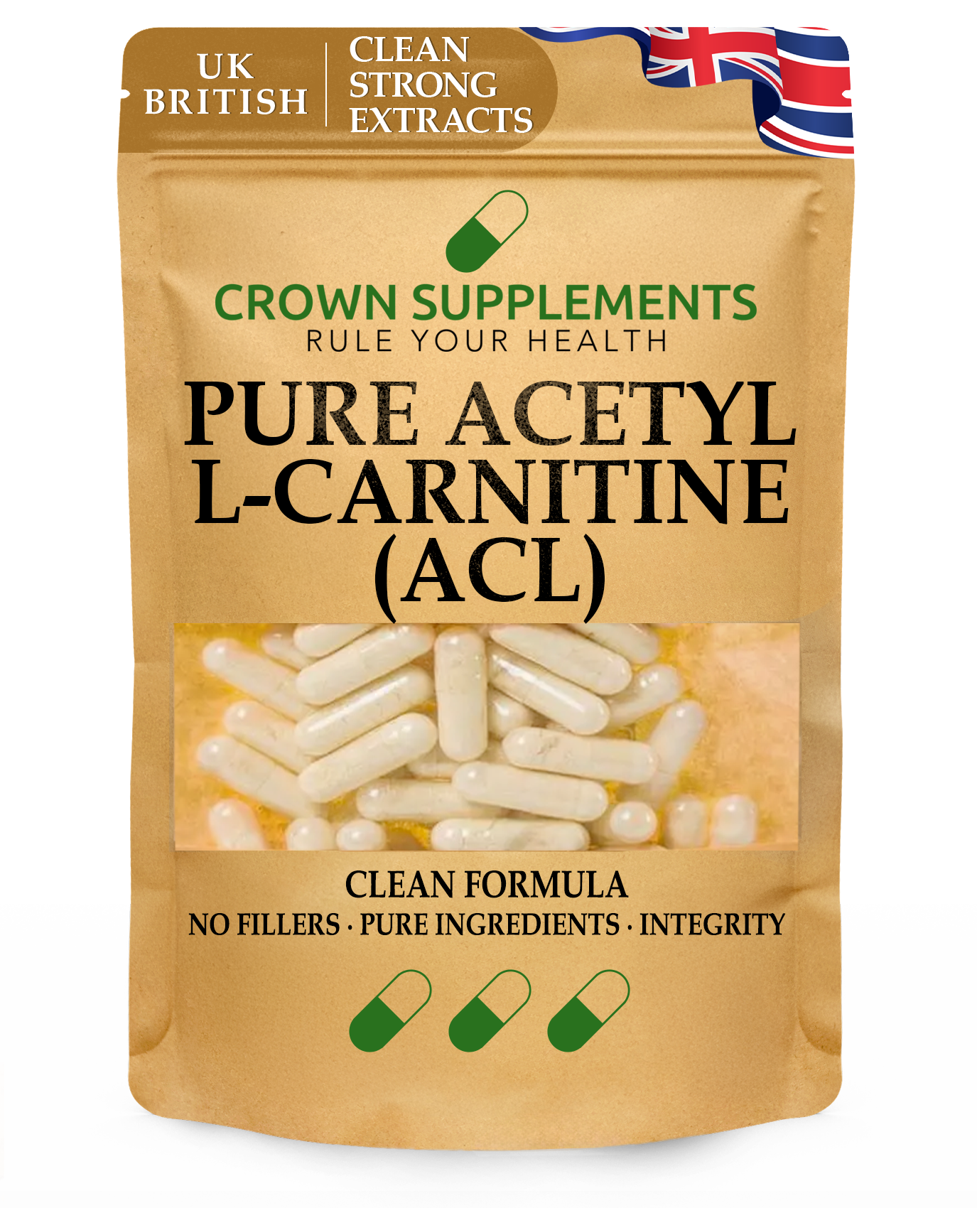 Crown Supplements Pure Acetyl L Carnitine capsules