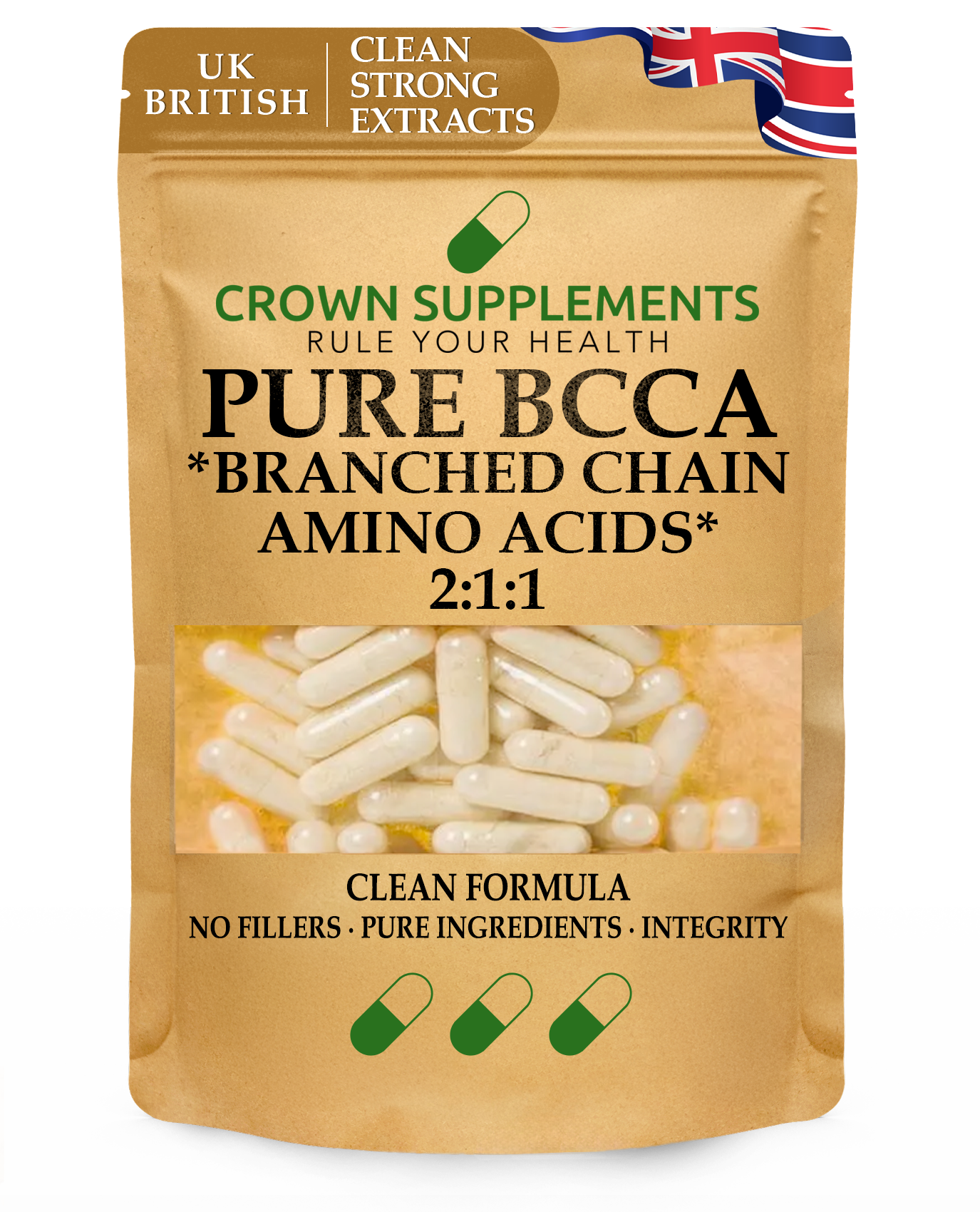 Crown Supplements Pure BCAA 2:1:1 Capsules