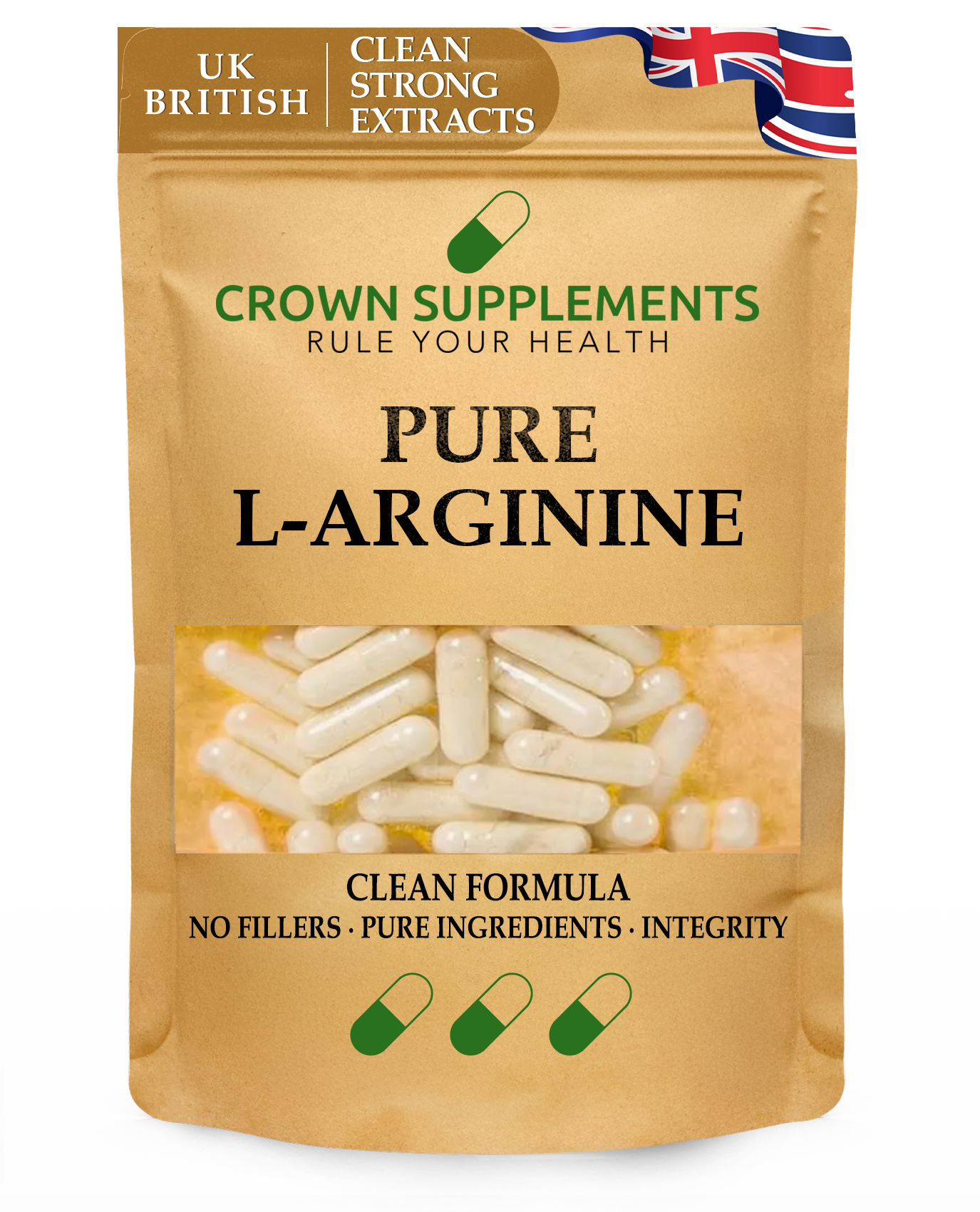 Crown Supplements Pure L-Arginine Capsules