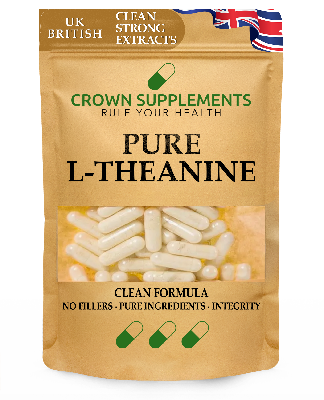 Crown Supplements Pure L-Theanine Capsules