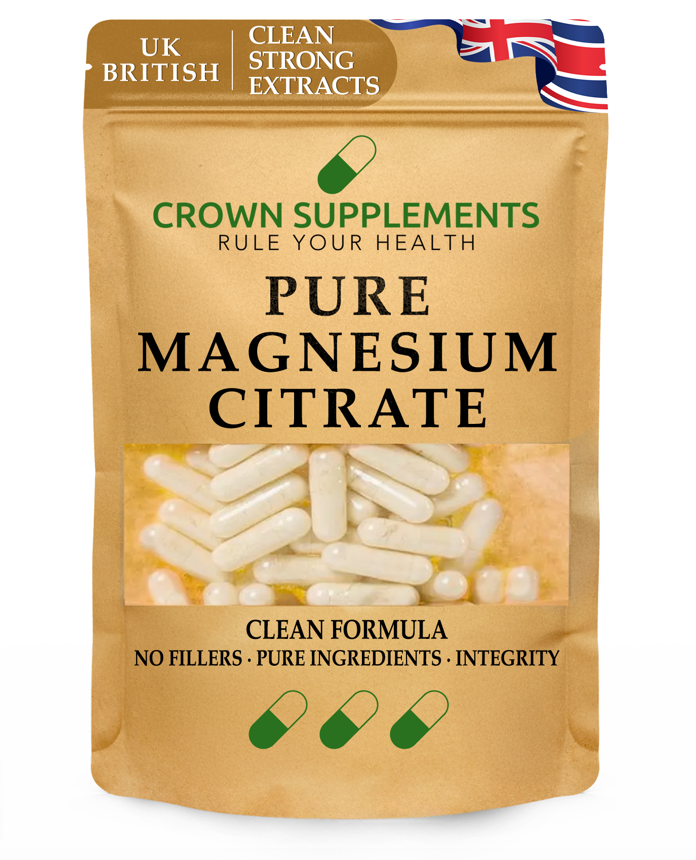 Crown Supplements Pure Magnesium Citrate Capsules