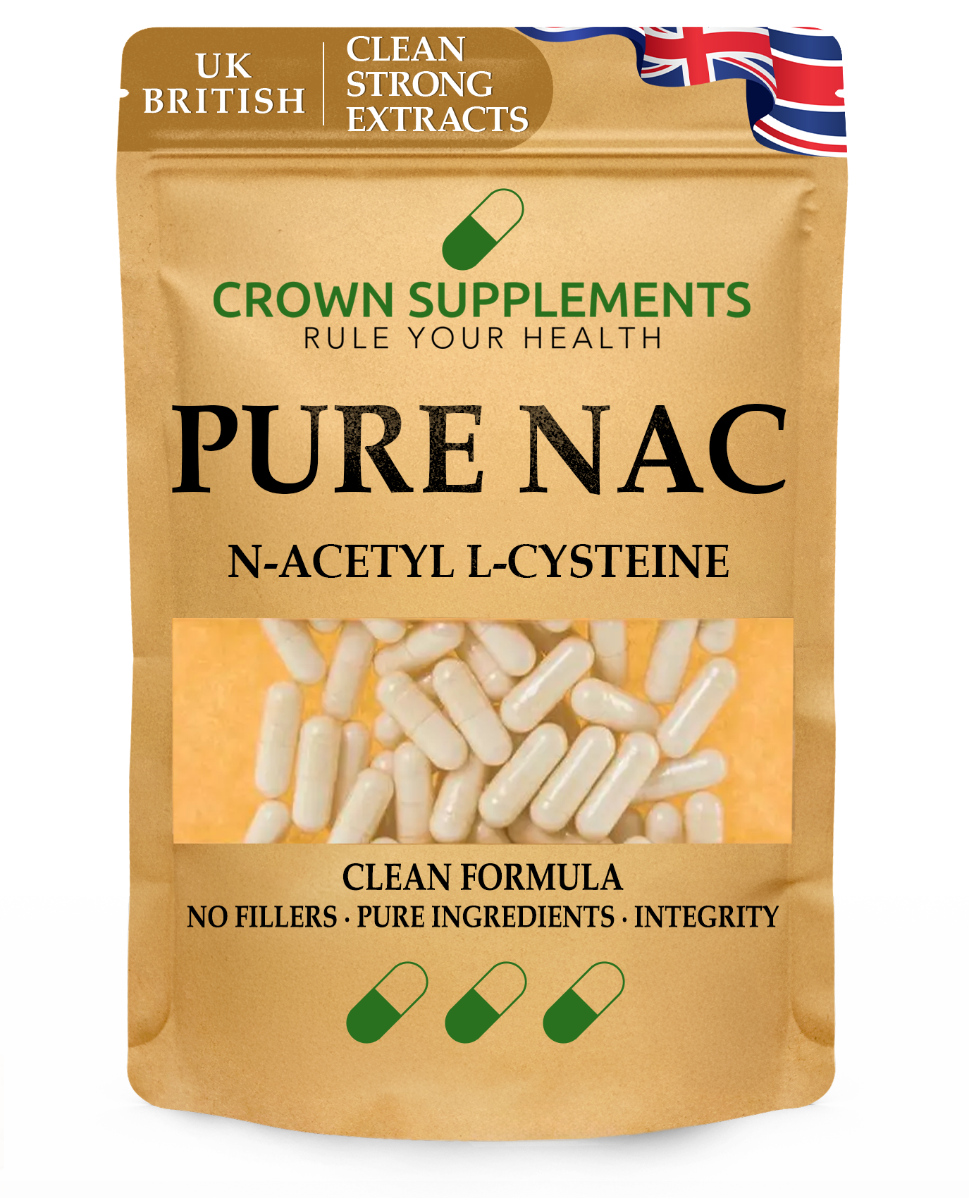 Crown Supplements Pure NAC N-Acetyl Cysteine Capsules
