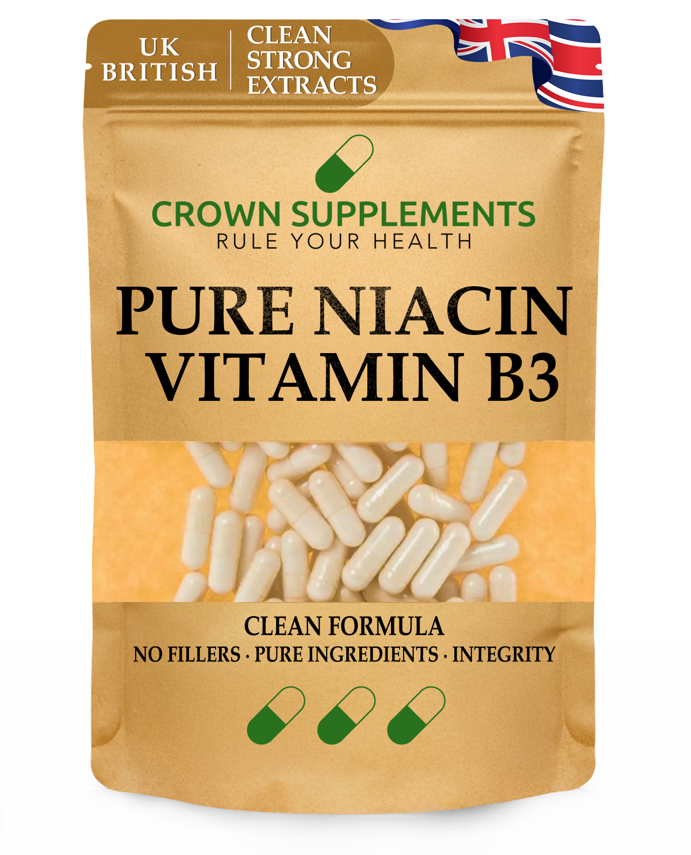 Pure Niacin Vitamin B3 Capsules