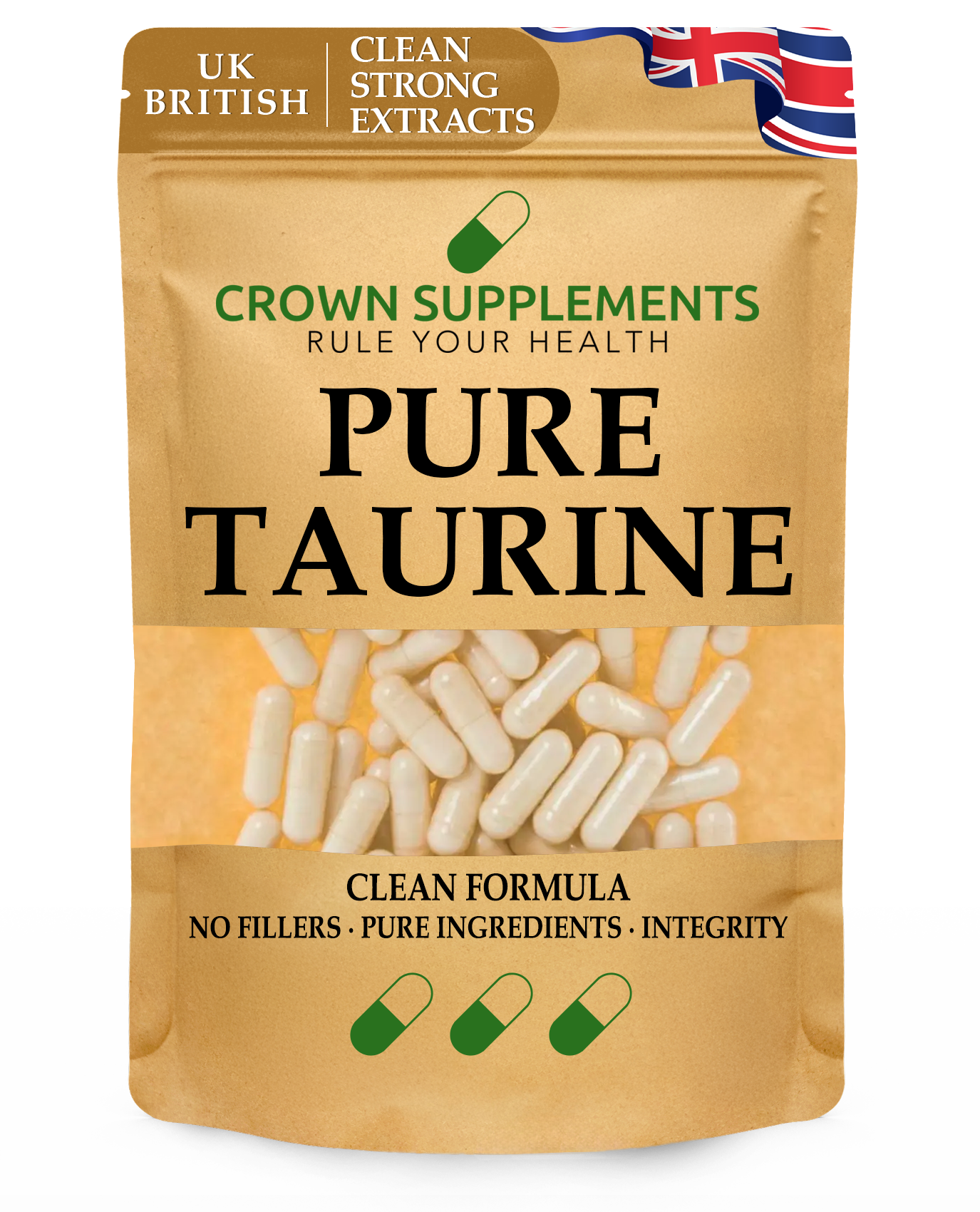 Crown Supplements Pure Taurine Capsules