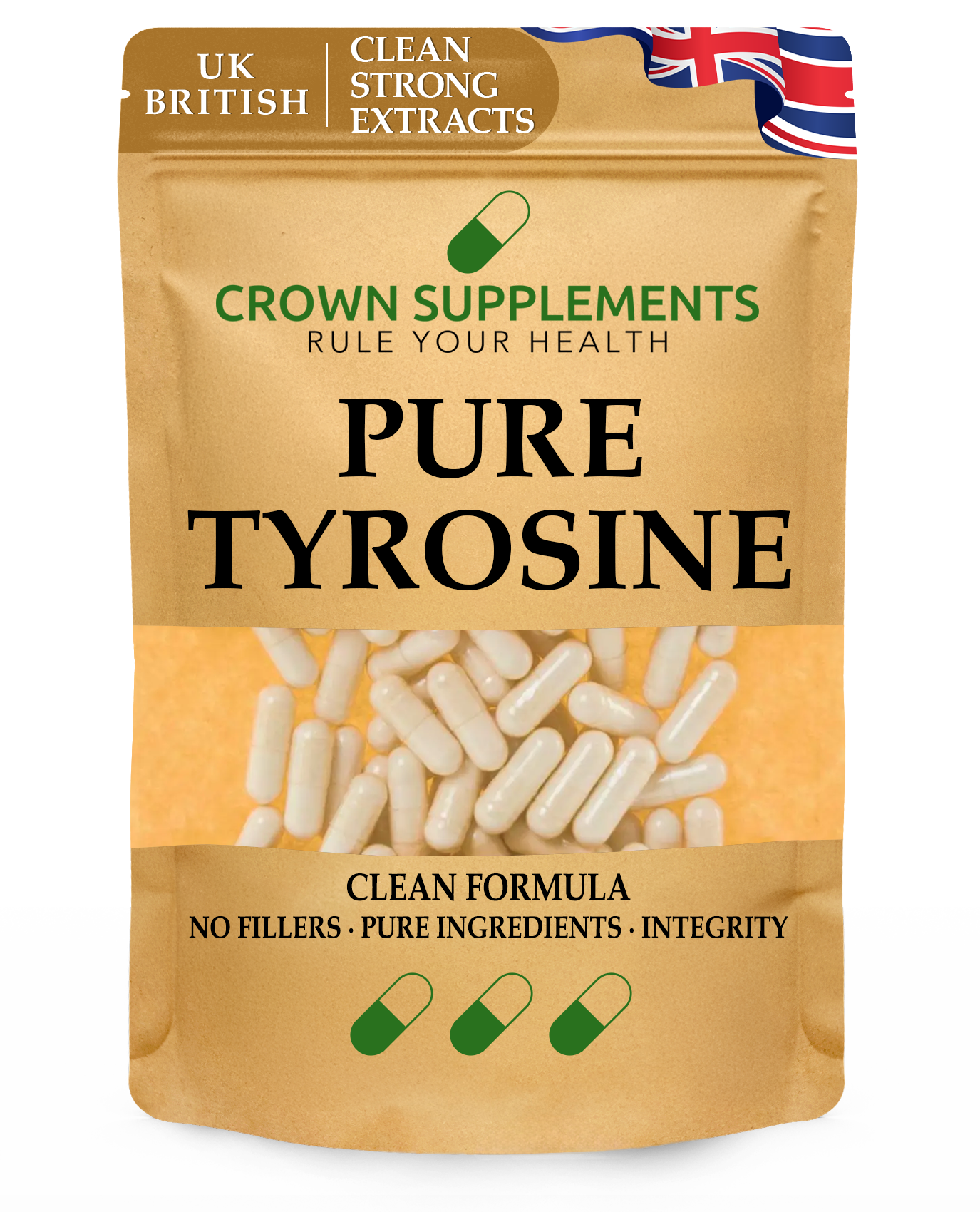 Crown Supplements Pure L-Tyrosine Capsules